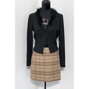 90s Vtg Jones New York Wool Blend Wrap Skirt Plaid 10 Light Academia Y2K Tartan